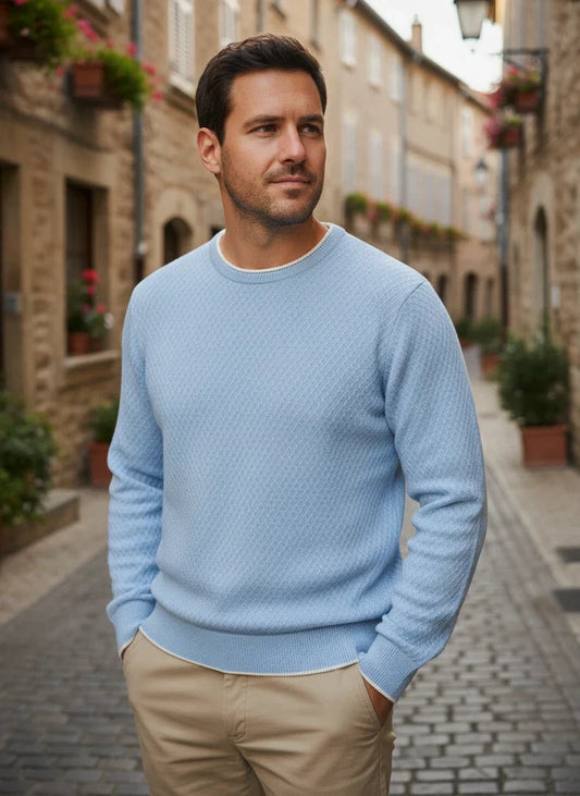 Textured Crewneck Knit Sweater