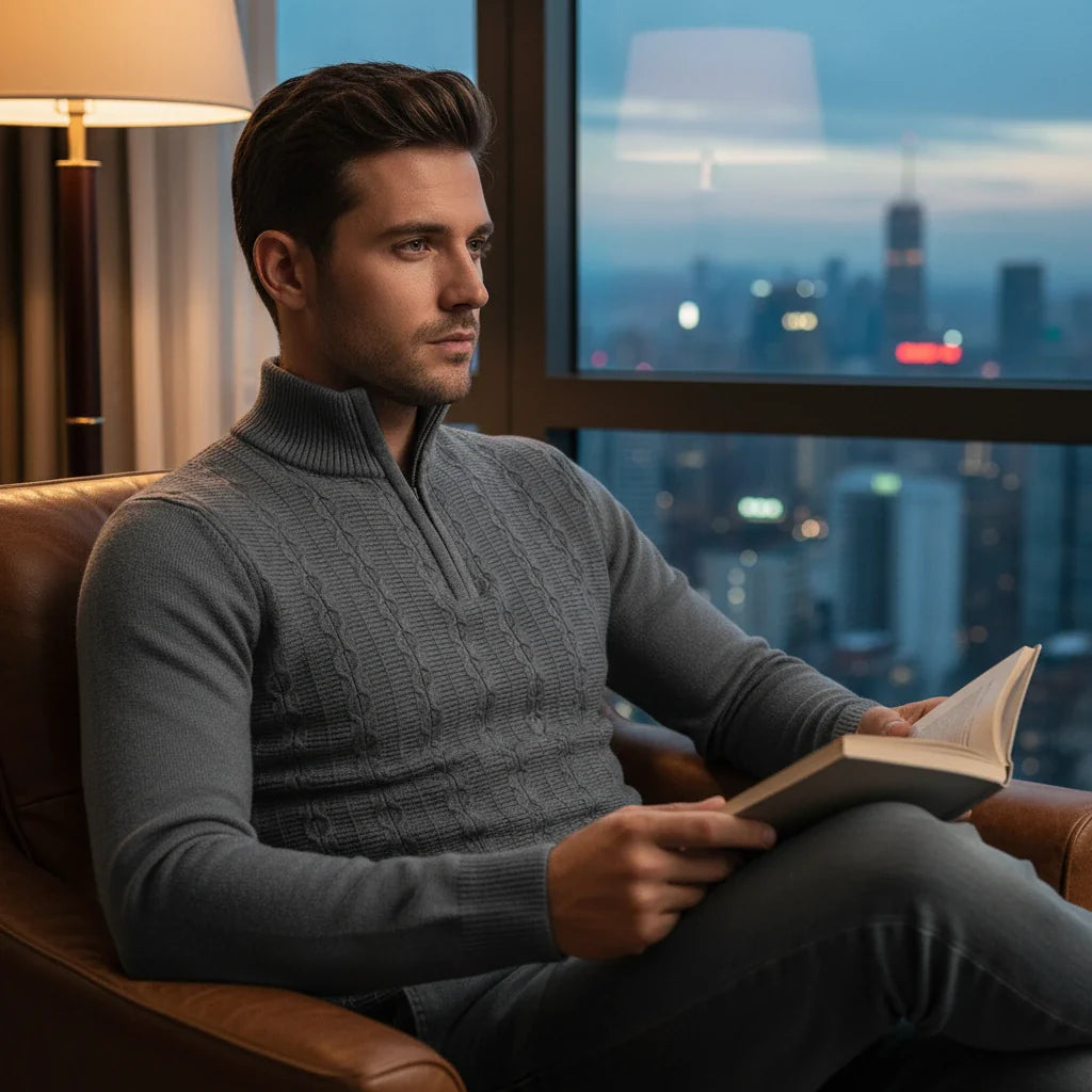 Cable Knit Half-Zip Sweater