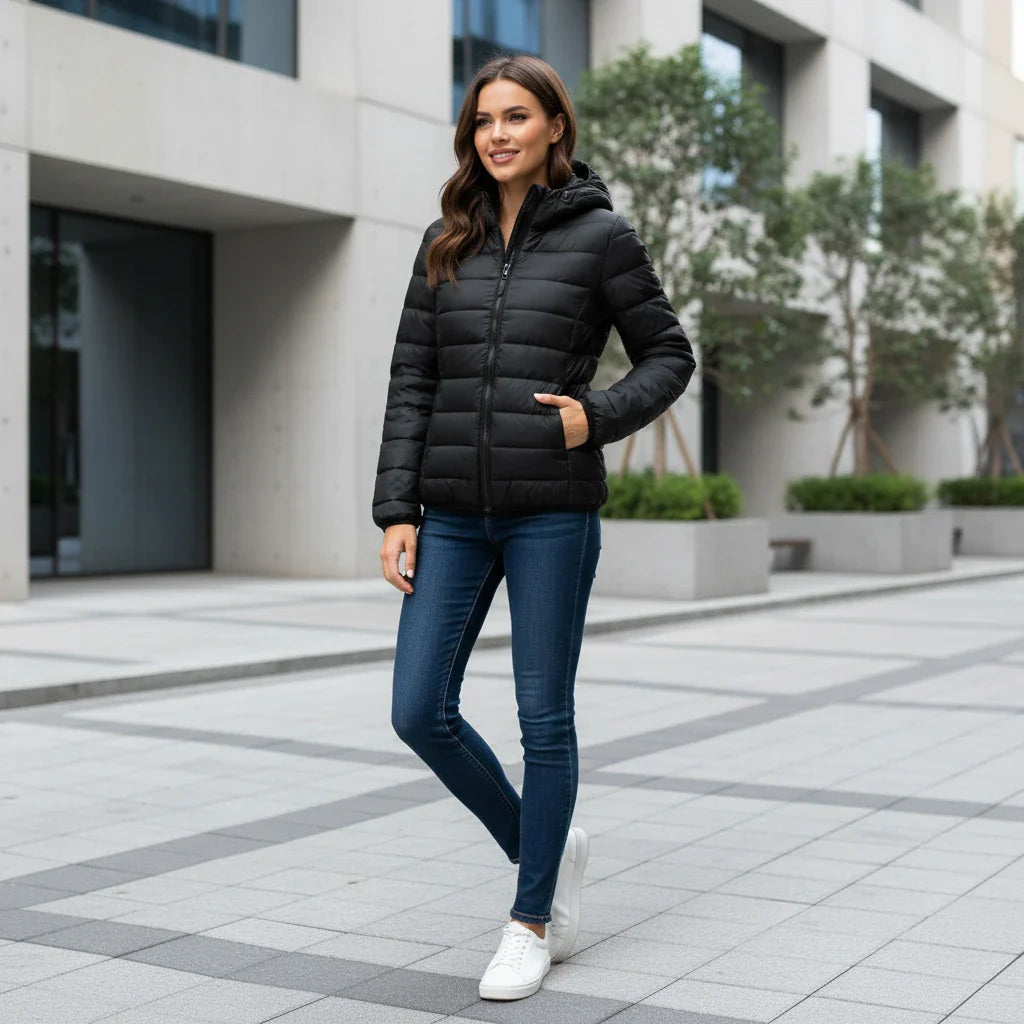 Women's Lightweight Puffer Hooded Jacket