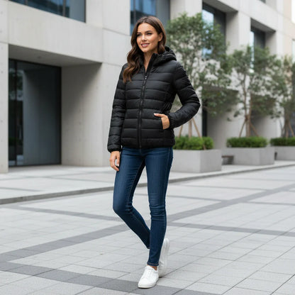 Women's Lightweight Puffer Hooded Jacket