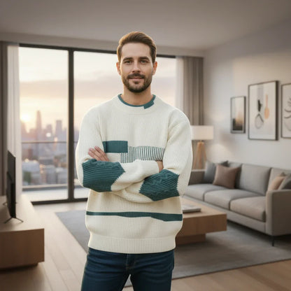 Geometric Pattern Men’s Knit Sweater