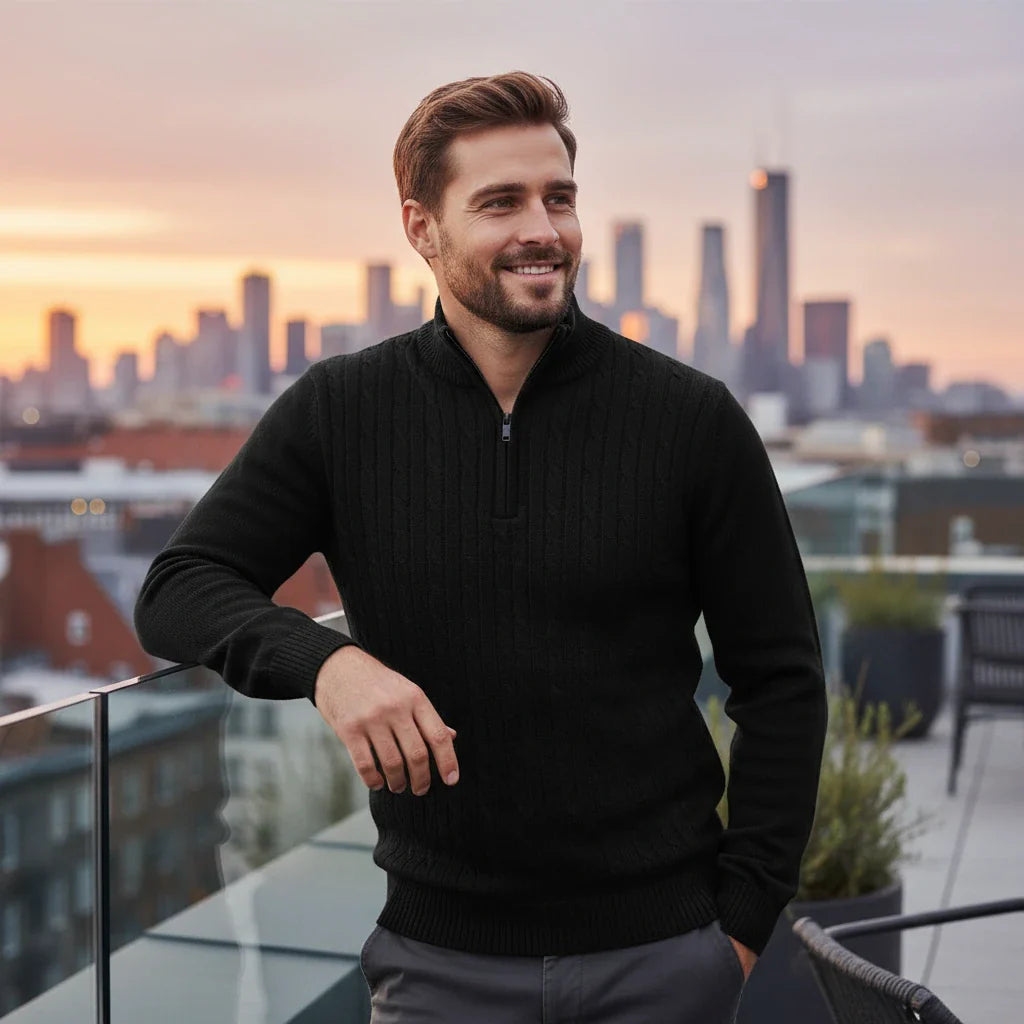 Cable Knit Half-Zip Sweater