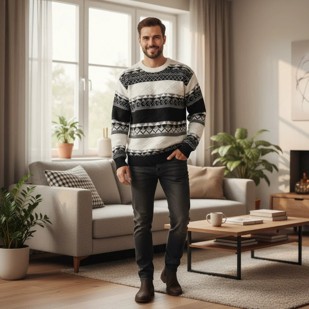 Geometric Knit Pattern Sweater