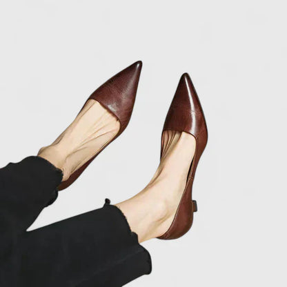 Vera Women's Pointed Toe Kitten Heels Burgundy