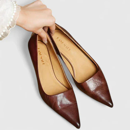 Vera Women's Pointed Toe Kitten Heels Burgundy