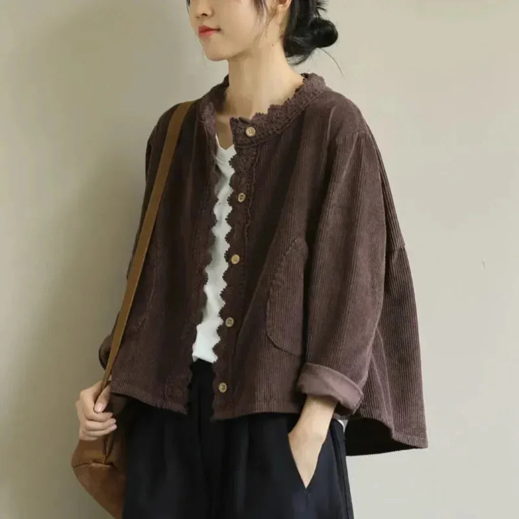 Women's Corduroy Jacket Stitch Detail - Fashinoza