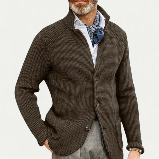 Men's Textured Knit Cardigan Sweater Button Front - Fashinoza