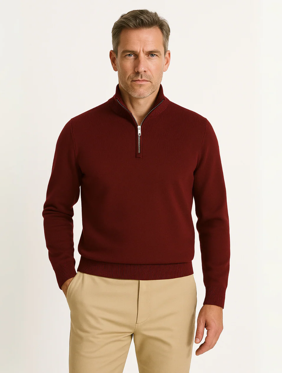 Men's Navy Blue Half-Zip Sweater