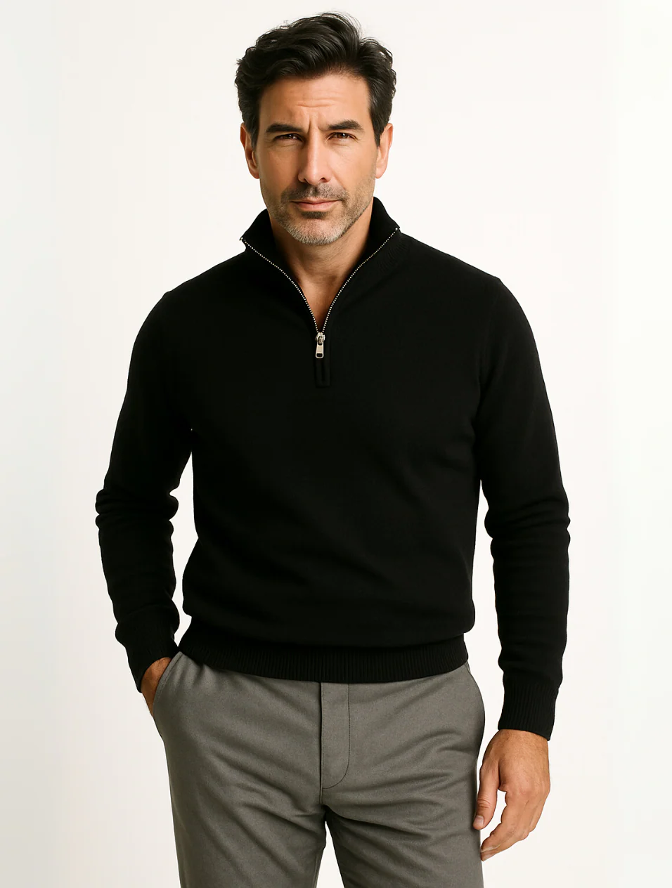 Men's Navy Blue Half-Zip Sweater