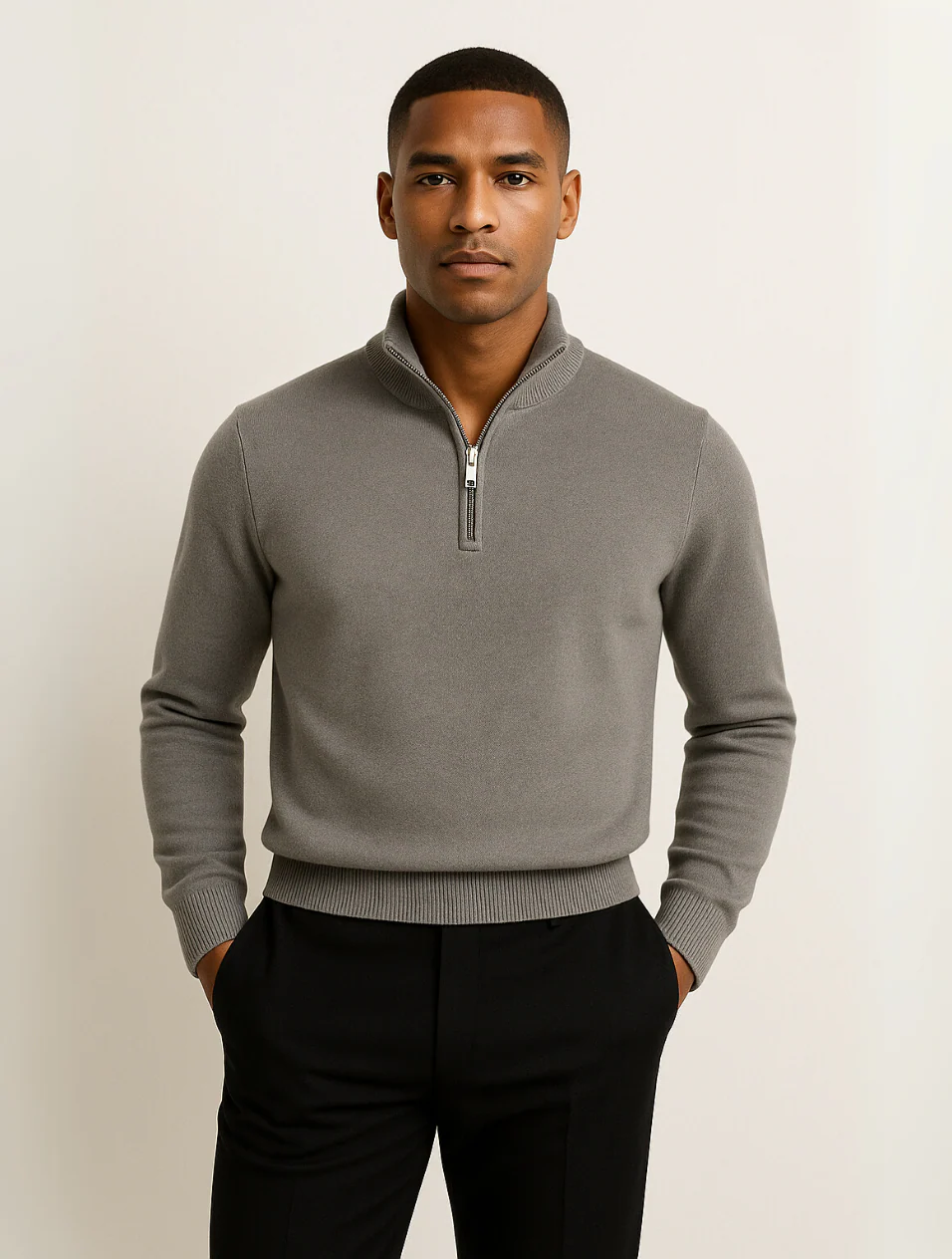 Men's Navy Blue Half-Zip Sweater