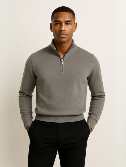 Men's Navy Blue Half-Zip Sweater