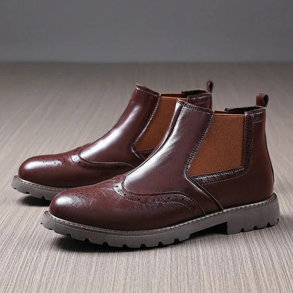 Men's Leather Chelsea Ankle Boots Brown
