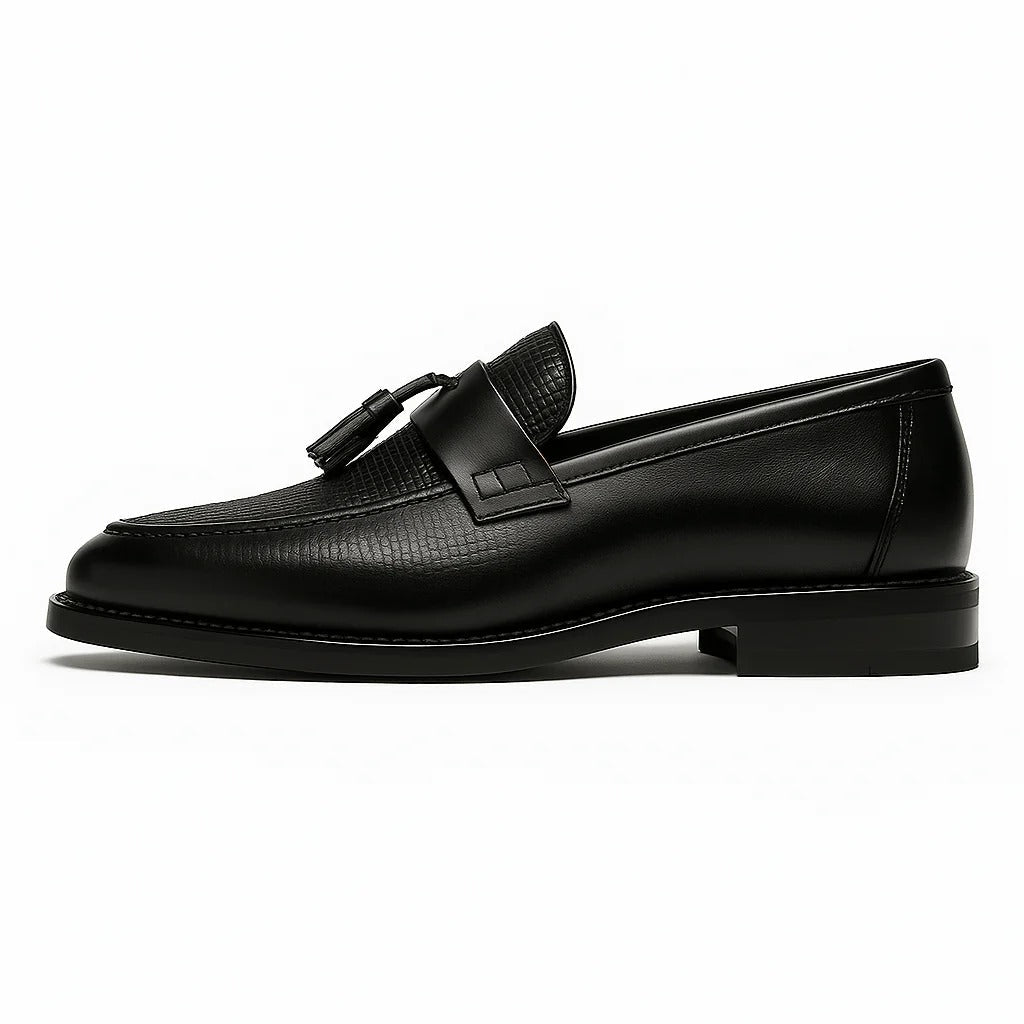Men's Leather Tassel Loafers Formal Black