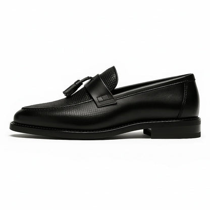 Men's Leather Tassel Loafers Formal Black