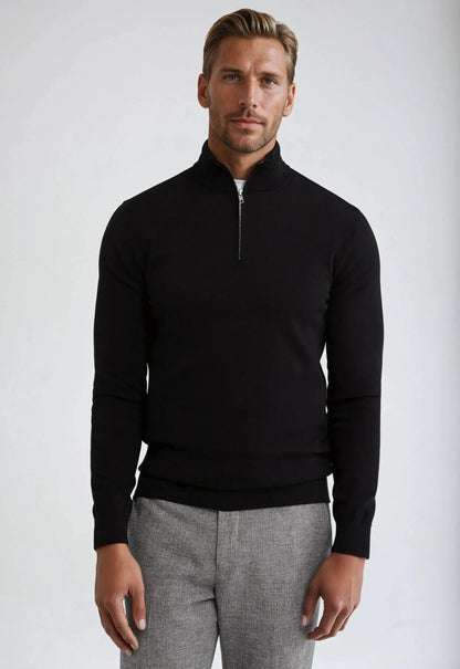 Men's Quarter Zip Sweater Wool Old Money Style