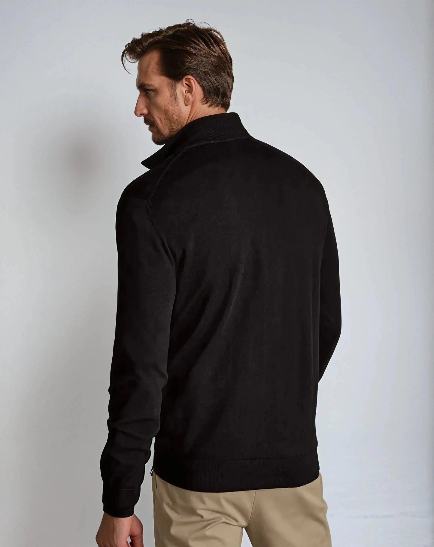 Men's Quarter Zip Sweater Wool Old Money Style