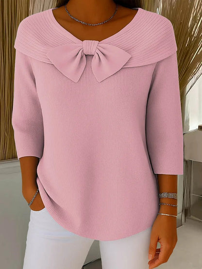 Women's Round Neck Sweater with Bow Detail