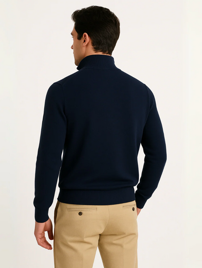 Men's Navy Blue Half-Zip Sweater