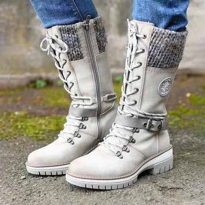 Women's Knee-High Lace-Up Boots - Fashinoza