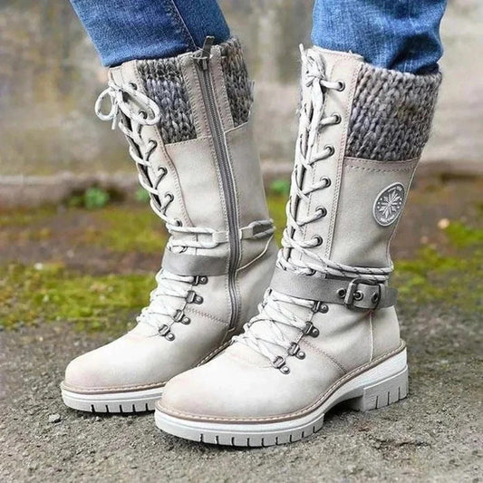 Women's Knee-High Lace-Up Boots - Fashinoza