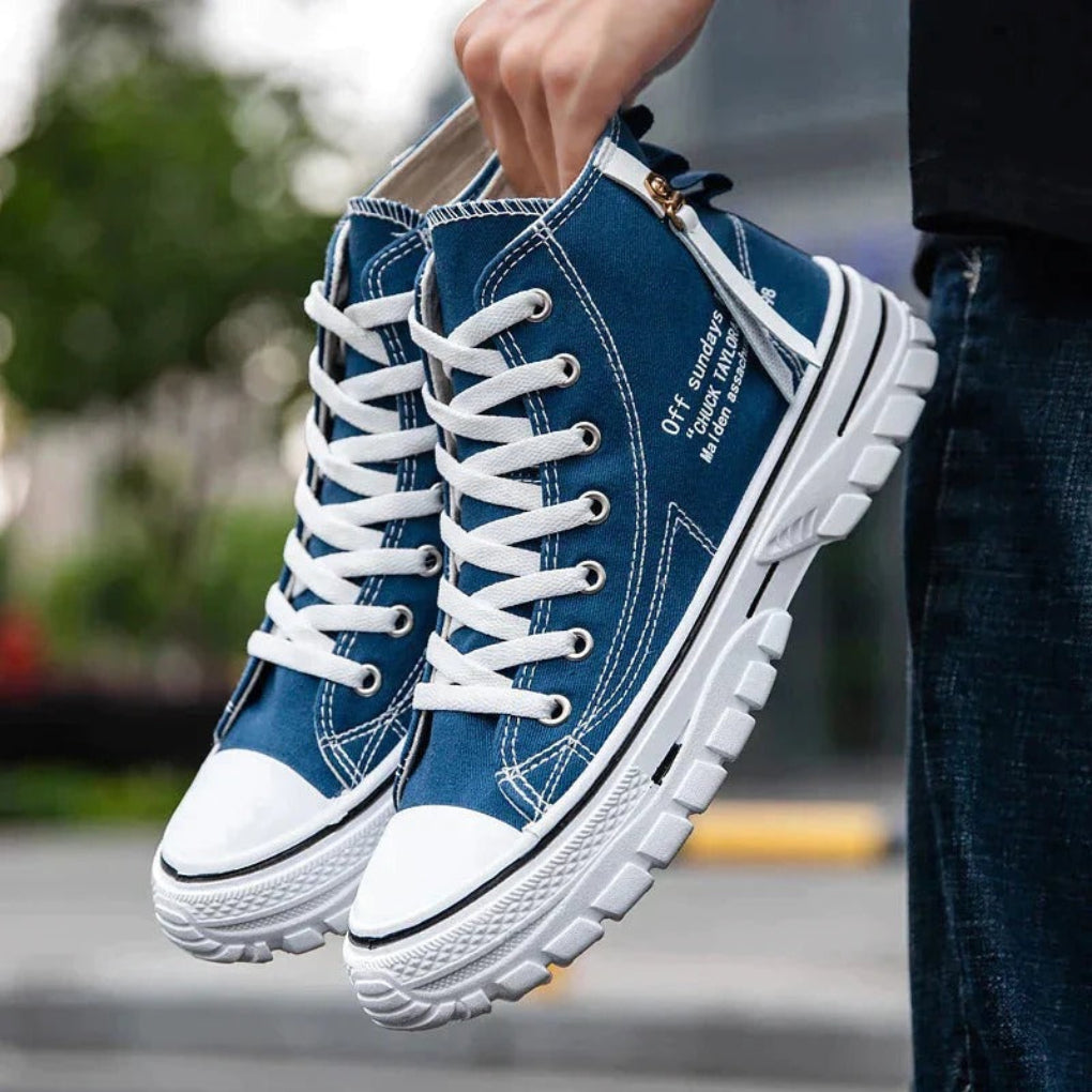 Men's Chunky Canvas High Sneakers - Fashinoza