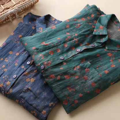 Women's Floral Half Placket Shirt