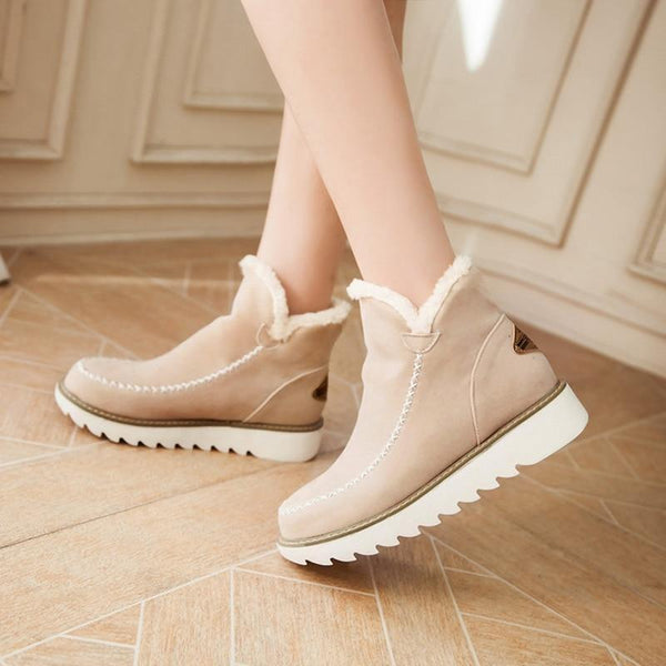 Women's Slip On Ankle Boots Lug Sole Low Style