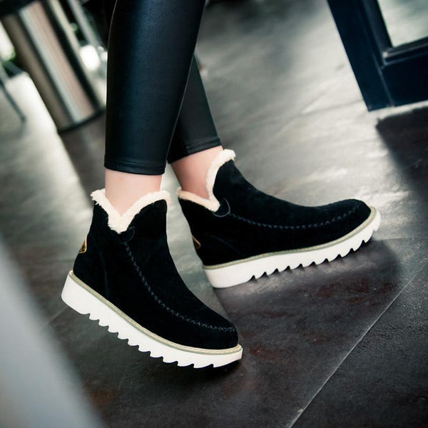 Women's Slip On Ankle Boots Lug Sole Low Style