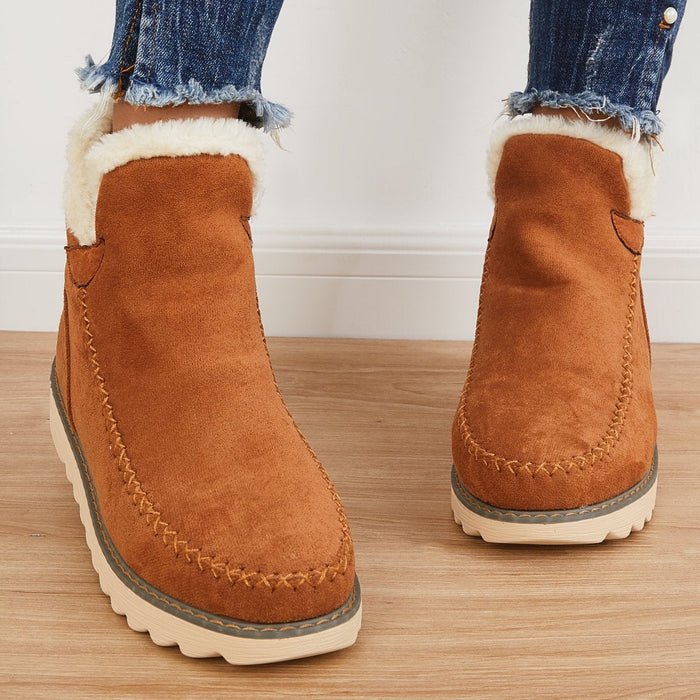 Dana | Women's Slip On Ankle Platform Stitch Detail Boots