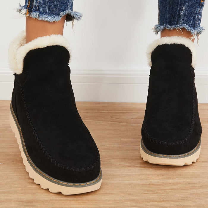 Dana | Women's Slip On Ankle Platform Stitch Detail Boots