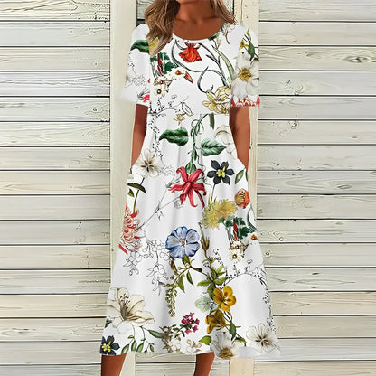 Women's Floral Print Shift Dress - Fashinoza