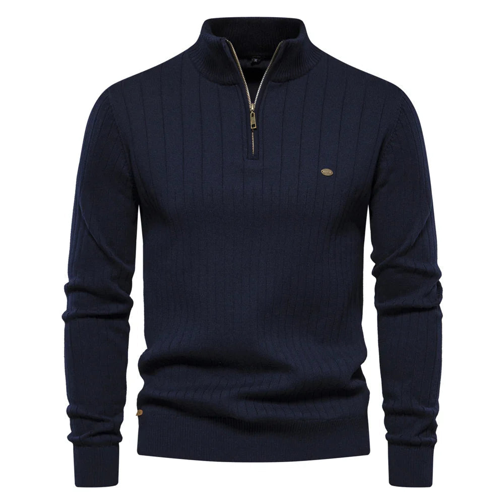 Men's Slim Fit Half-Zip Sweater - Fashinoza