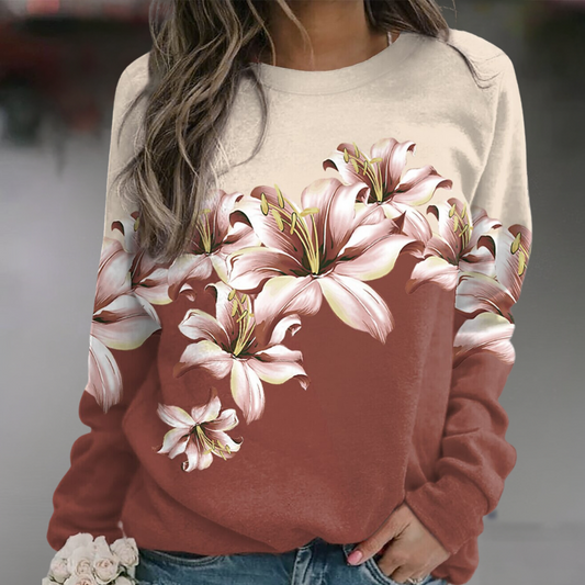 Women's Floral Sweatshirt Soft Breathable Long Sleeve - Fashinoza