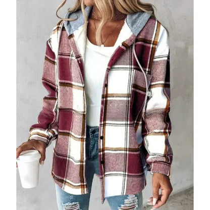 Olivia  | Women's Winter Casual Check Hoodie Jacket