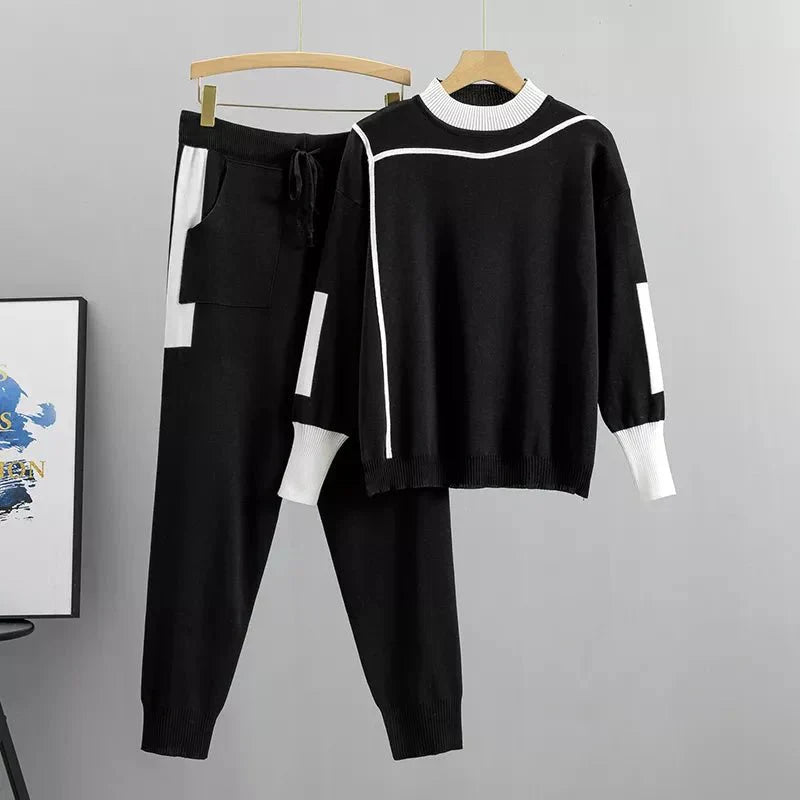 Women's Knit Tracksuit Long Sleeve Jogger Pants
