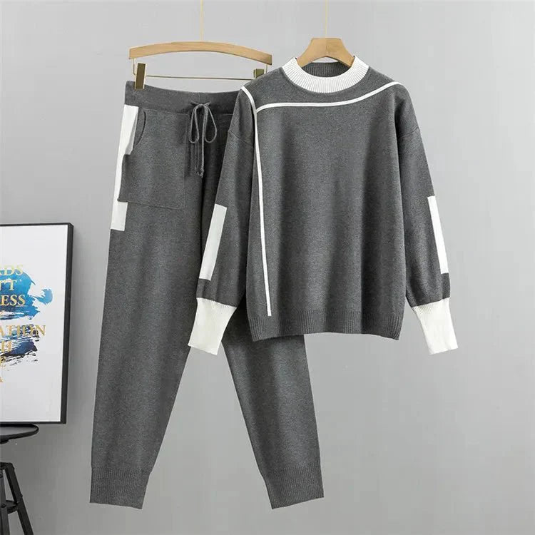 Women's Knit Tracksuit Long Sleeve Jogger Pants