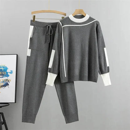 Women's Knit Tracksuit Long Sleeve Jogger Pants