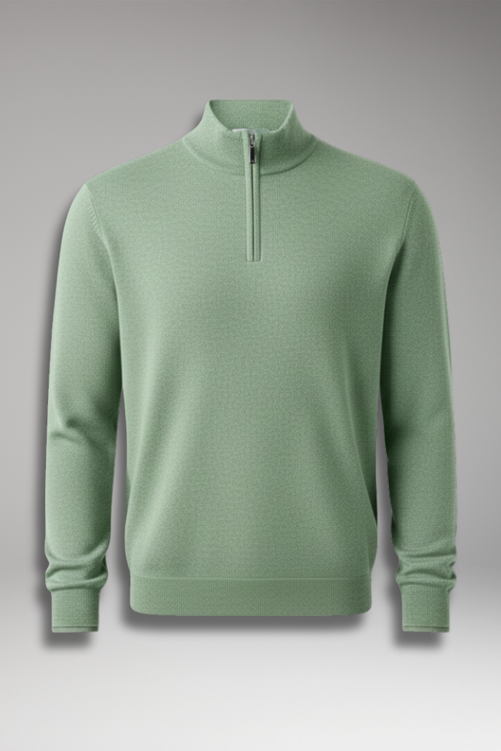 Men's Zipper Collar Pullover Sweater - 
Fashinoza