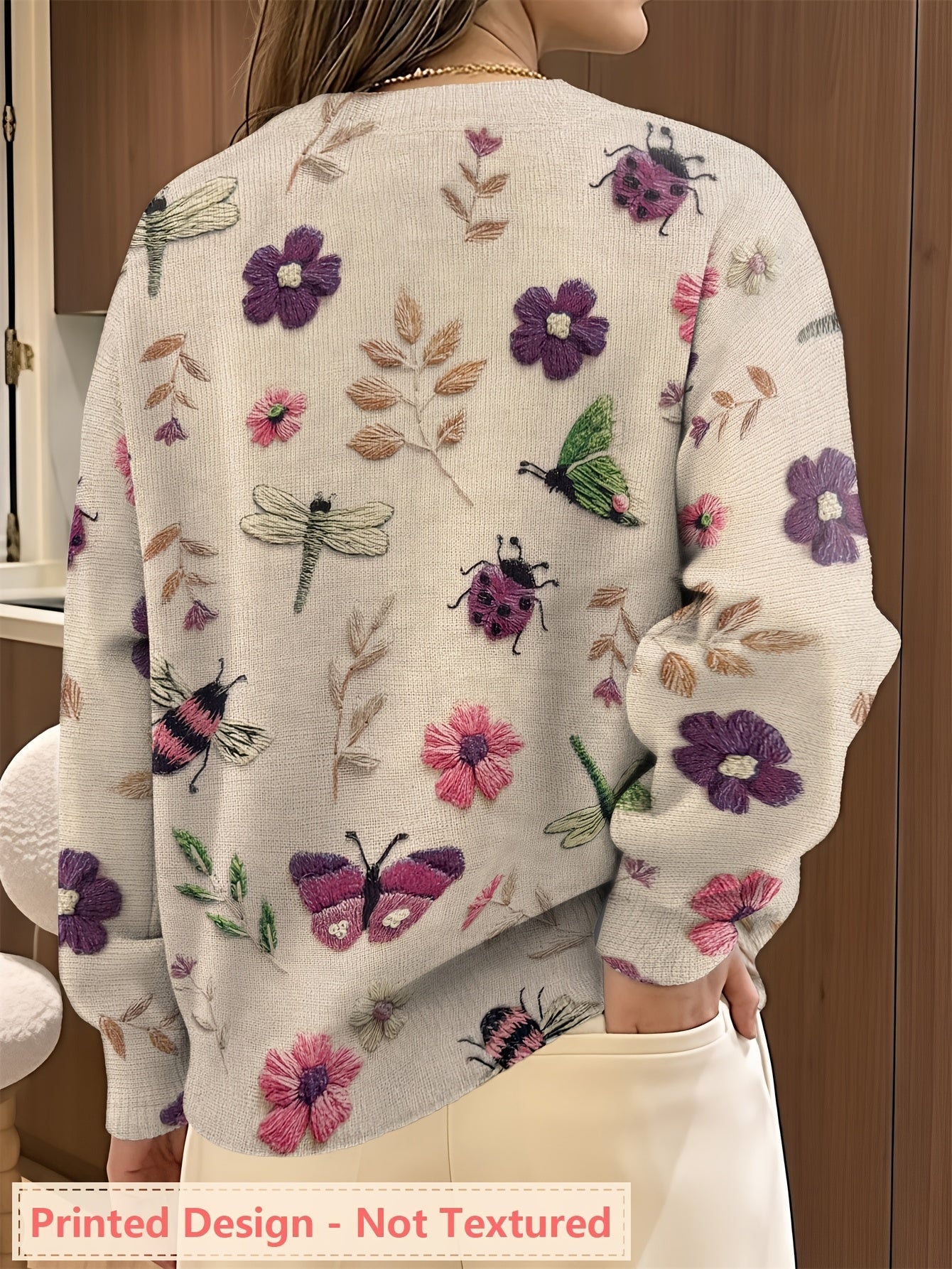Image of Jacqueline | Women's Long Sleeve Printed Sweater