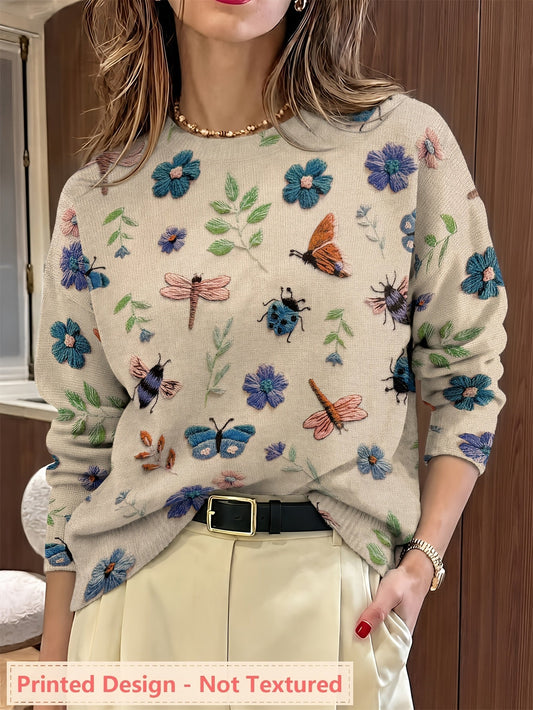 Women's Long Sleeve Printed Sweater - Fashinoza