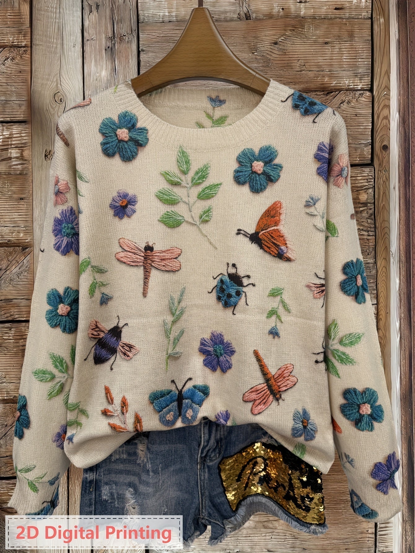 Image of Jacqueline | Women's Long Sleeve Printed Sweater