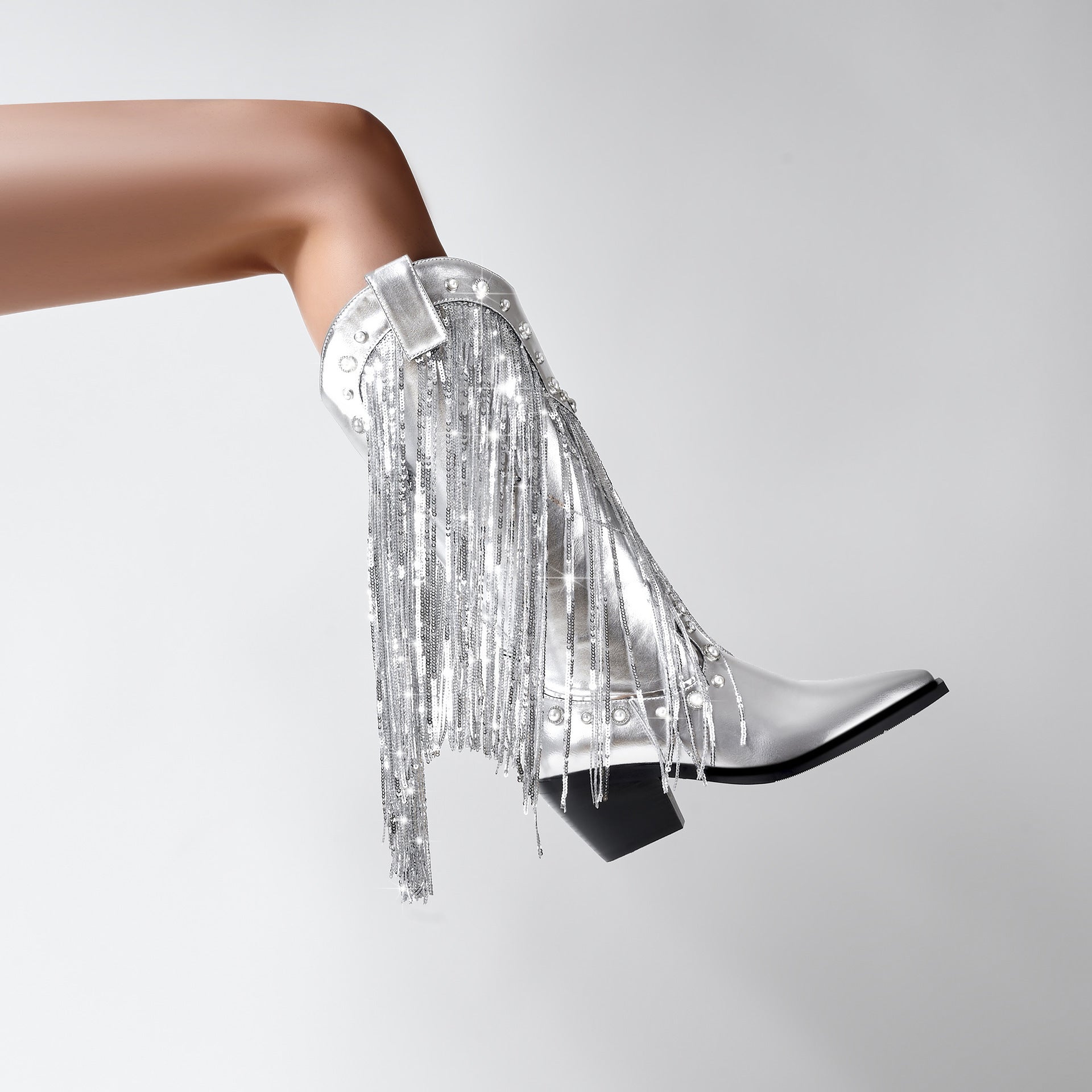 Image of Jade | Women's Knee High Fringe Cowboy Boots