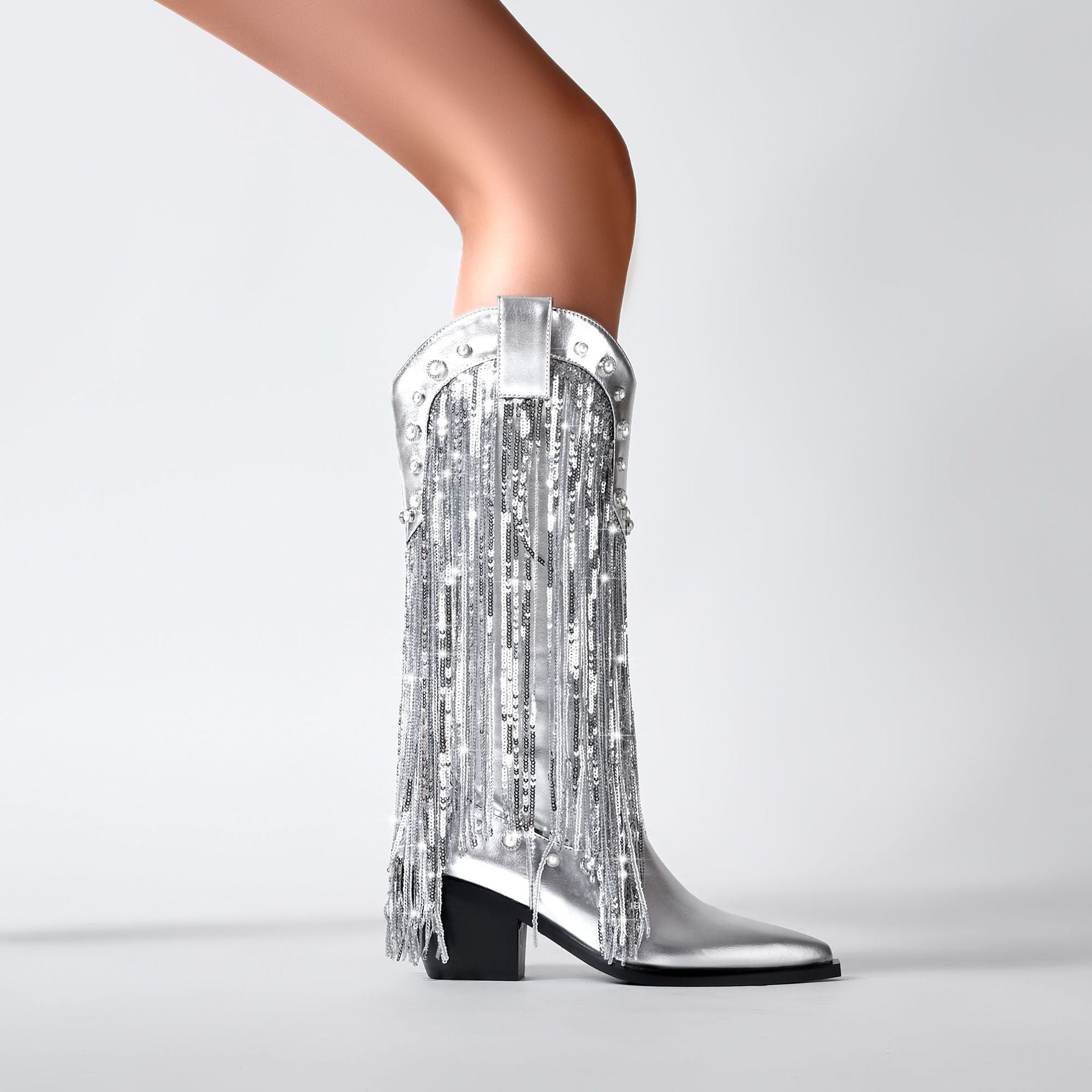 Image of Jade | Women's Knee High Fringe Cowboy Boots