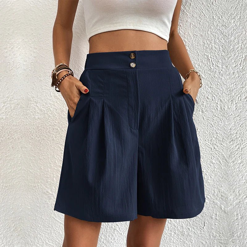 Women's High Waist Wide Leg Shorts Pleated with Pockets
