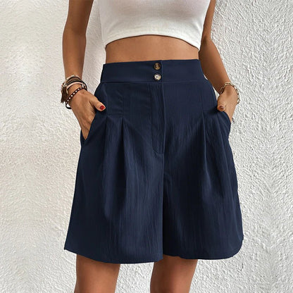 Women's High Waist Wide Leg Shorts Pleated with Pockets
