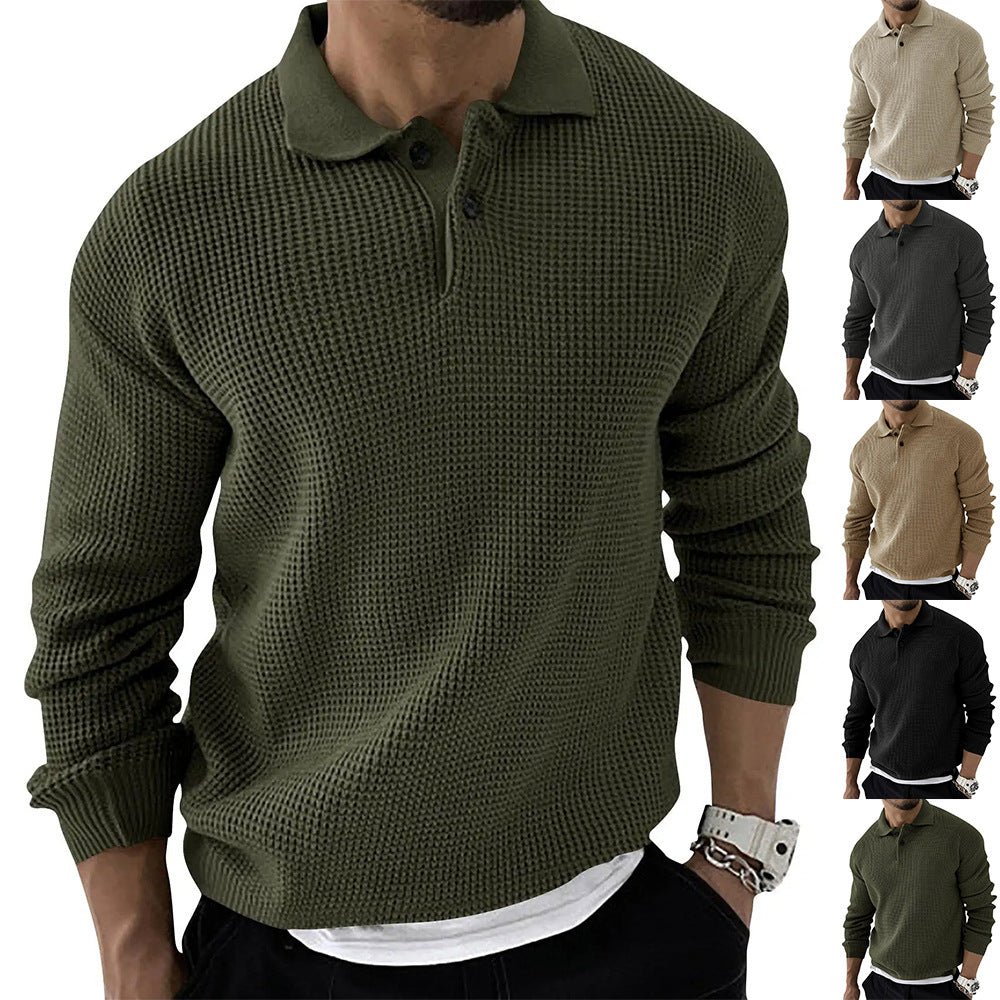 Men's Polo Sweater Button Down Cotton - Fashinoza