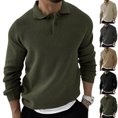 Men's Polo Sweater Button Down Cotton - Fashinoza