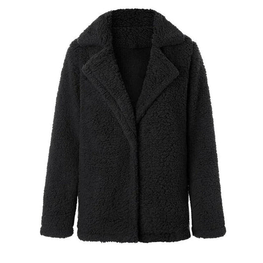 Women's Relaxed Fit Teddy Fleece Jacket - Fashinoza