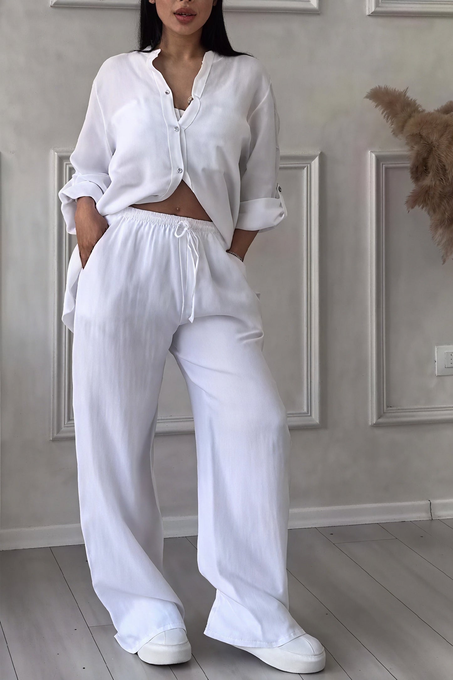Women's Two Piece Button Up Set - Fashinoza