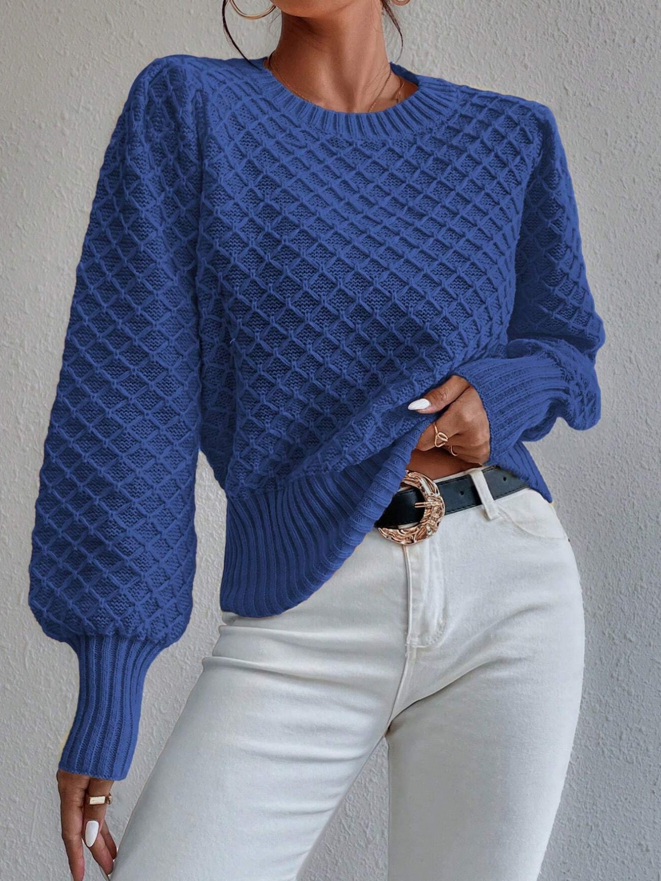 Image of Janine | Women's Textured Knit Long Sleeve Sweater